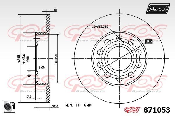 MaxTech 871053.0060 Rear brake disc, non-ventilated 8710530060