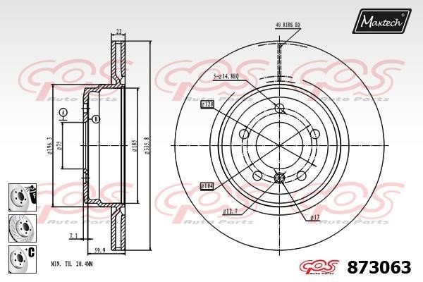 MaxTech 873063.6880 Rear ventilated brake disc 8730636880