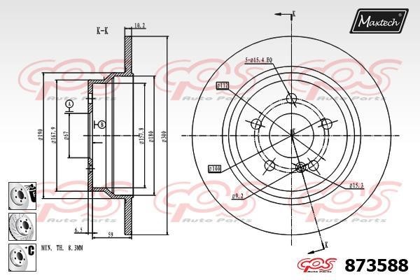 MaxTech 873588.6980 Brake disc 8735886980