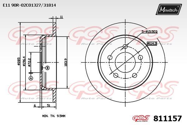 MaxTech 811157.0000 Rear brake disc, non-ventilated 8111570000