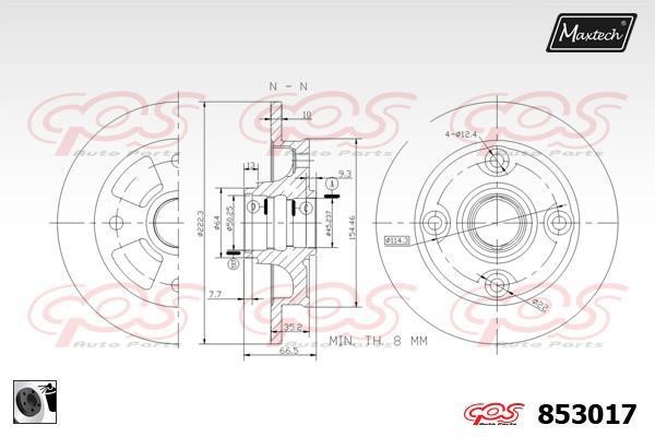 MaxTech 853017.0060 Rear brake disc, non-ventilated 8530170060