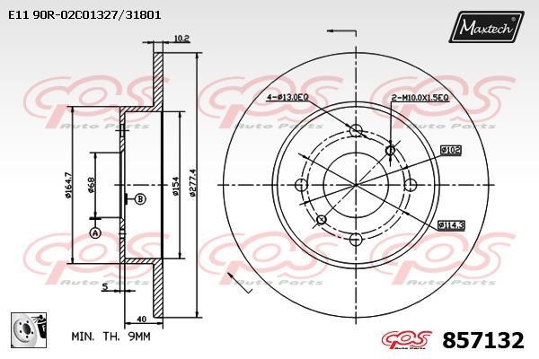 MaxTech 857132.0080 Rear brake disc, non-ventilated 8571320080