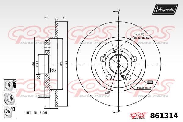 MaxTech 861314.6880 Brake disk 8613146880