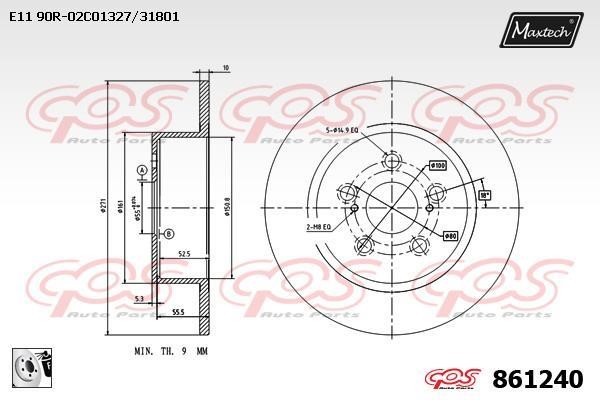 MaxTech 861240.0080 Rear brake disc, non-ventilated 8612400080