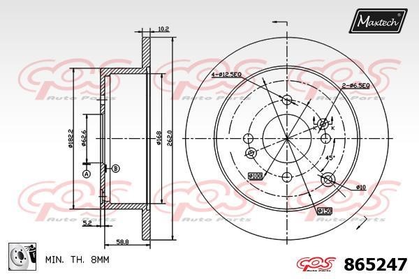 MaxTech 865247.0080 Rear brake disc, non-ventilated 8652470080