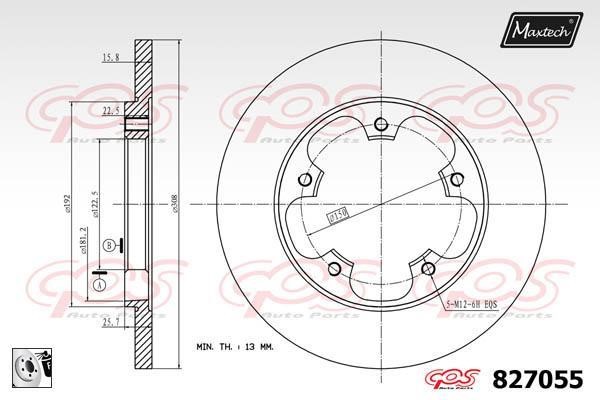 MaxTech 827055.0080 Rear brake disc, non-ventilated 8270550080