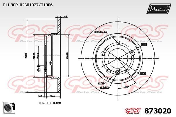 MaxTech 873020.0060 Rear brake disc, non-ventilated 8730200060