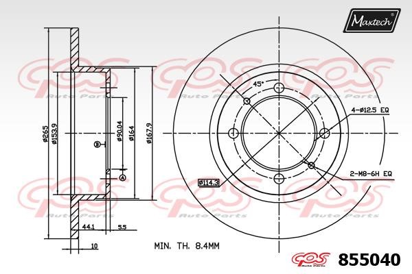 MaxTech 855040.0000 Rear brake disc, non-ventilated 8550400000