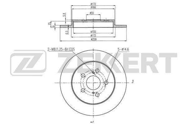 Zekkert BS-5665 Rear brake disc, non-ventilated BS5665
