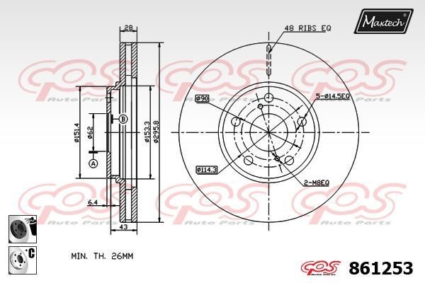 MaxTech 861253.6060 Front brake disc ventilated 8612536060