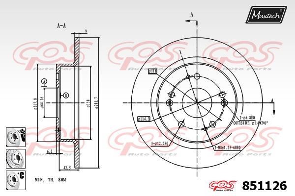 MaxTech 851126.6880 Brake disk 8511266880