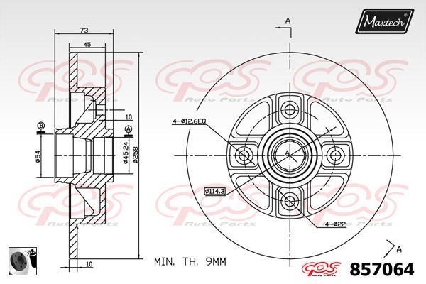 MaxTech 857064.0060 Rear brake disc, non-ventilated 8570640060