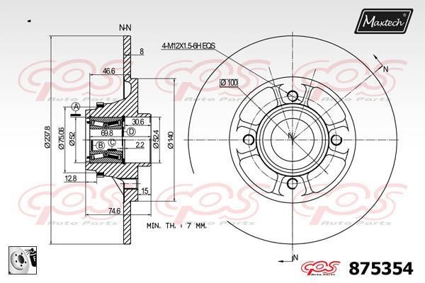 MaxTech 875354.0081 Rear brake disc, non-ventilated 8753540081