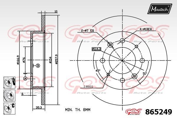 MaxTech 865249.6880 Brake disc 8652496880