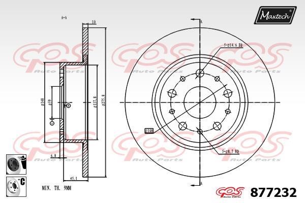 MaxTech 877232.6060 Rear brake disc, non-ventilated 8772326060
