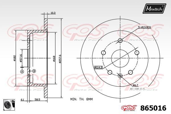 MaxTech 865016.0060 Rear brake disc, non-ventilated 8650160060