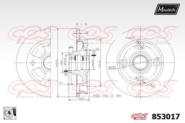 MaxTech 853017.0080 Rear brake disc, non-ventilated 8530170080