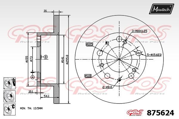 MaxTech 875624.6980 Brake disc 8756246980