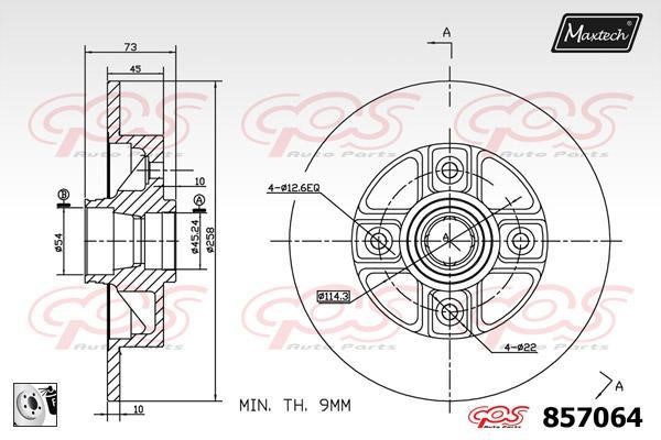 MaxTech 857064.0080 Rear brake disc, non-ventilated 8570640080