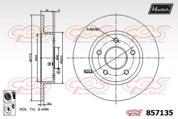MaxTech 857135.6060 Rear brake disc, non-ventilated 8571356060