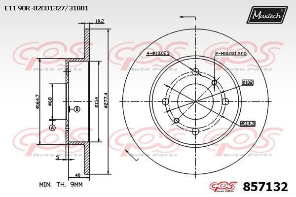 MaxTech 857132.0000 Rear brake disc, non-ventilated 8571320000