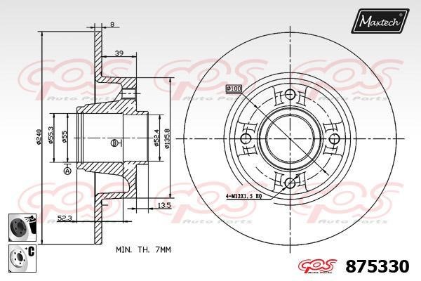 MaxTech 875330.6065 Rear brake disc, non-ventilated 8753306065
