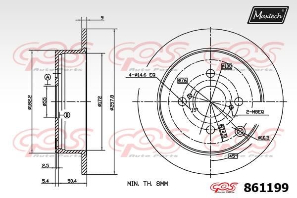MaxTech 861199.0000 Rear brake disc, non-ventilated 8611990000