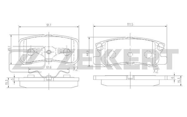 Zekkert BS-1359 Brake Pad Set, disc brake BS1359