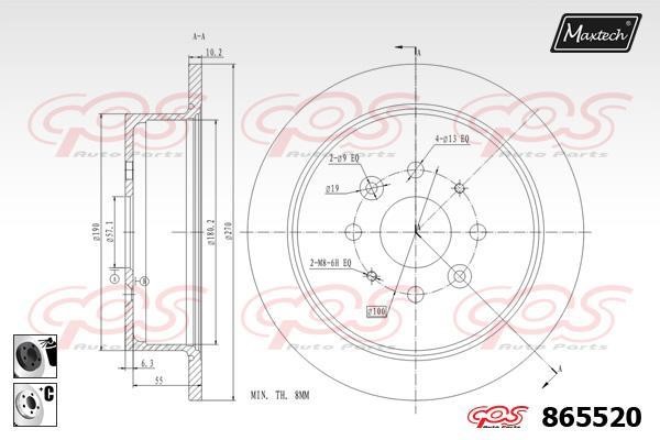 MaxTech 865520.6060 Rear brake disc, non-ventilated 8655206060