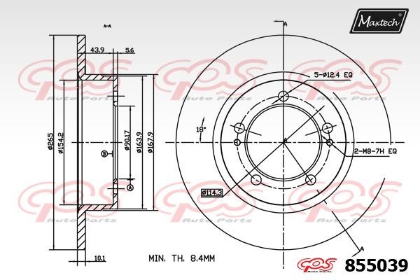 MaxTech 855039.0000 Rear brake disc, non-ventilated 8550390000