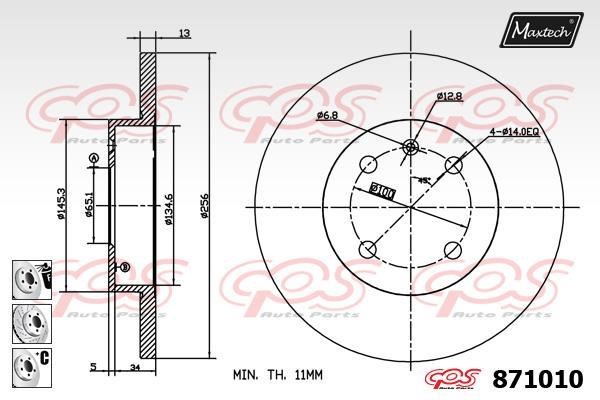 MaxTech 871010.6980 Brake disc 8710106980