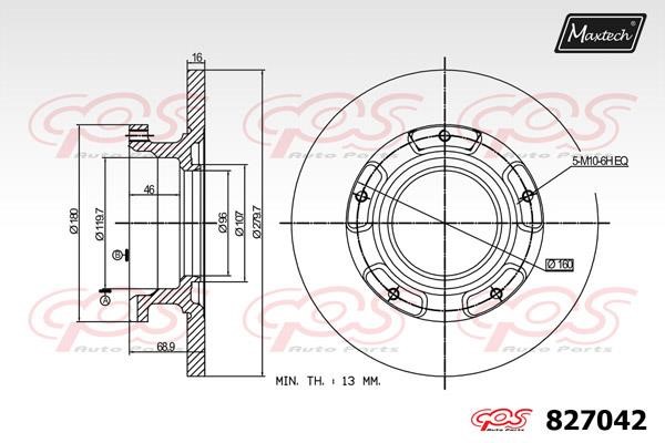 MaxTech 827042.0000 Rear brake disc, non-ventilated 8270420000