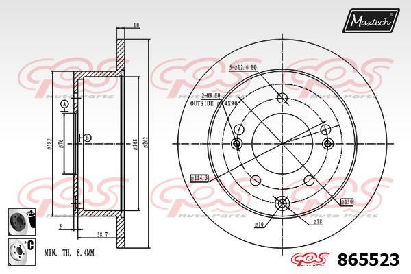 MaxTech 865523.6060 Rear brake disc, non-ventilated 8655236060