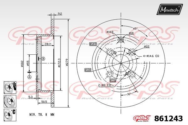 MaxTech 861243.6980 Brake disc 8612436980