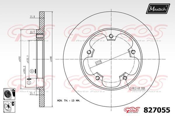 MaxTech 827055.6060 Rear brake disc, non-ventilated 8270556060
