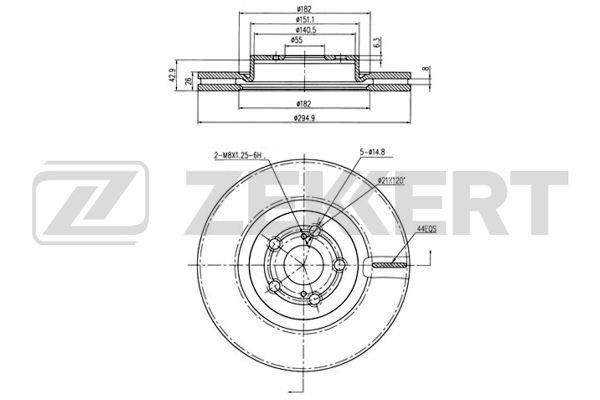 Zekkert BS-5015 Front brake disc ventilated BS5015