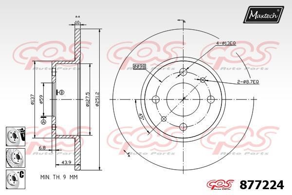 MaxTech 877224.6980 Brake disc 8772246980