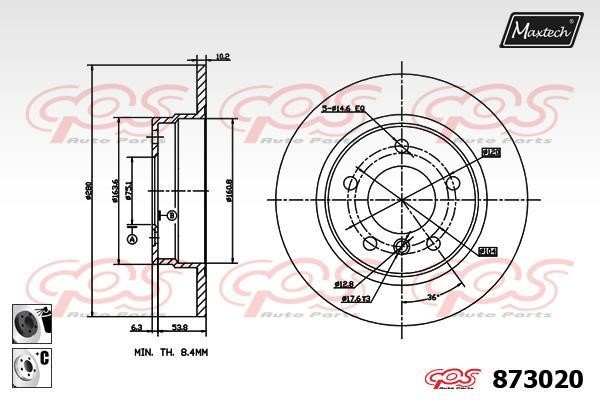 MaxTech 873020.6060 Rear brake disc, non-ventilated 8730206060