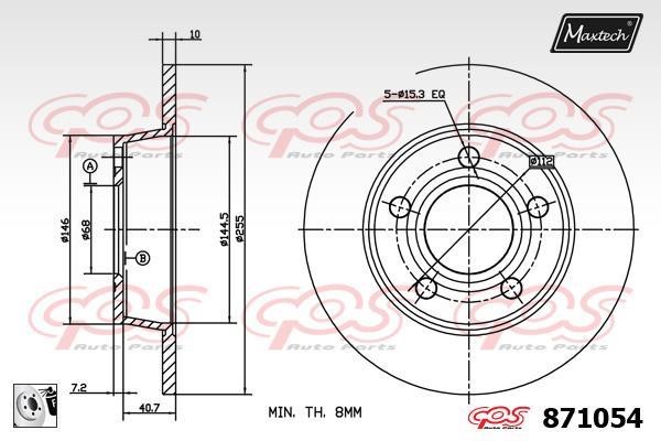 MaxTech 871054.0080 Rear brake disc, non-ventilated 8710540080