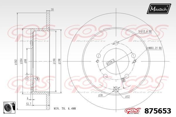 MaxTech 875653.0060 Rear brake disc, non-ventilated 8756530060