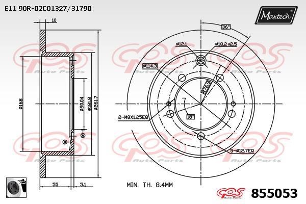 MaxTech 855053.0060 Rear brake disc, non-ventilated 8550530060