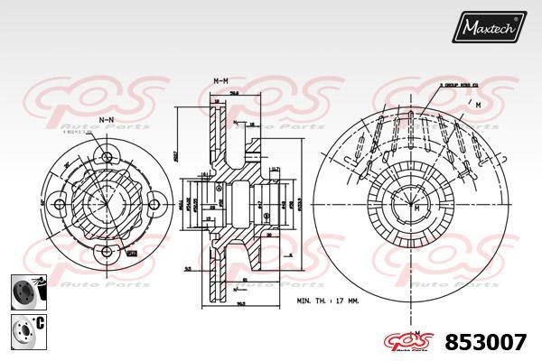 MaxTech 853007.6060 Front brake disc ventilated 8530076060