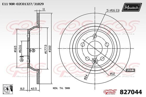 MaxTech 827044.0080 Rear brake disc, non-ventilated 8270440080