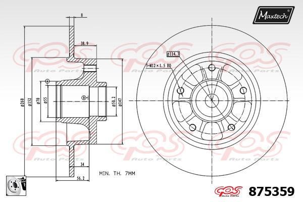MaxTech 875359.0085 Rear brake disc, non-ventilated 8753590085