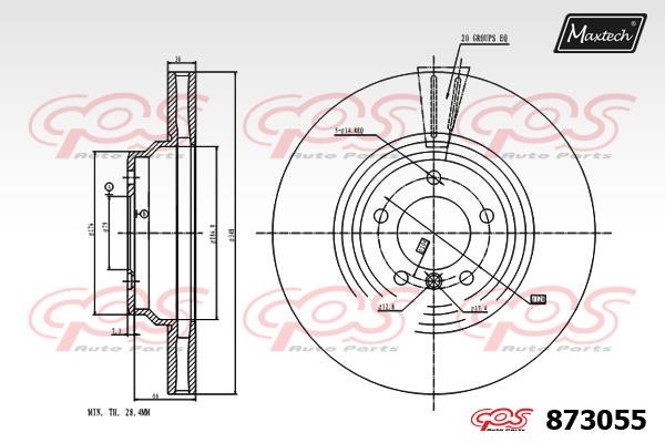 MaxTech 873055.0000 Front brake disc ventilated 8730550000