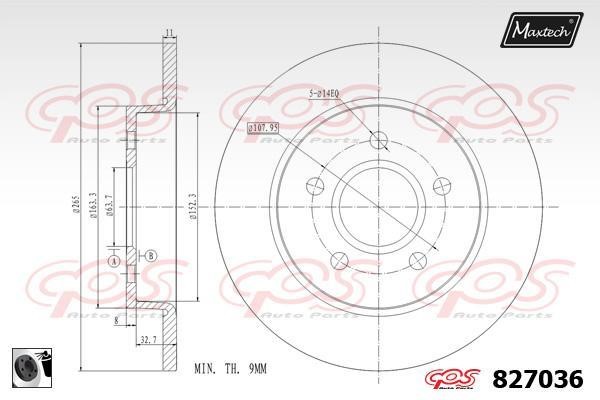 MaxTech 827036.0060 Rear brake disc, non-ventilated 8270360060