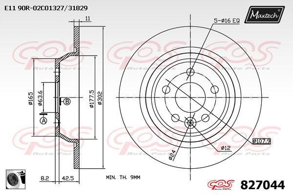 MaxTech 827044.0060 Rear brake disc, non-ventilated 8270440060