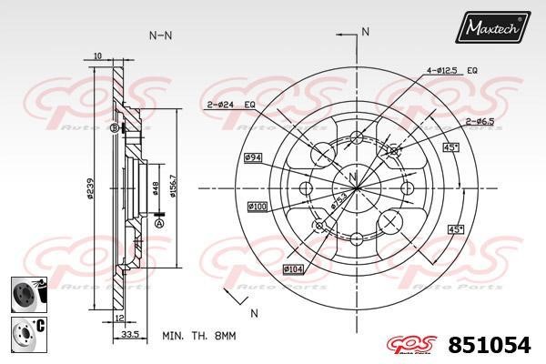 MaxTech 851054.6060 Rear brake disc, non-ventilated 8510546060