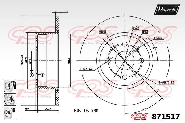 MaxTech 871517.6980 Brake disc 8715176980