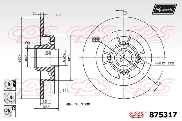 MaxTech 875317.6881 Brake disc 8753176881